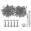 100セットのレザーリベット 6mm x 12mm メタルダブルキャップリベットスナップスタッドファスナーと3個の設置ツール レザークラフトDIY修理装飾用 シ...