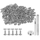 200セットのレザーリベット 6mm x 8mm メタルダブルキャップリベットスナップスタッドファスナーと3個の設置ツール レザークラフトDIY装飾用 シルバー...