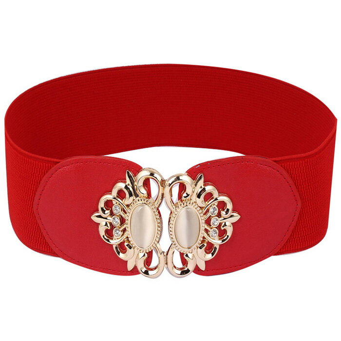 ウエストベルト レッド ゴールドトーン インターロックバックル レギュラー