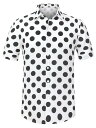 Lars Amadeus アロハシャツ 水玉シャツ ボタンダウン 半袖トップス サマー メンズ ホワイト 2XL