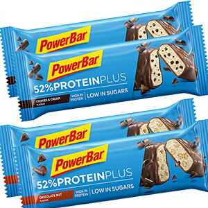 PowerBar パワーバー 52%プロテインプラス 4本セット(チョコレートナッツ×2、クッキー＆クリーム×2) 【プロテインバー まとめ買い登山 マラソン ランニング トレイルランニング トライアスロン 行動食 補給食 エネルギーバー】