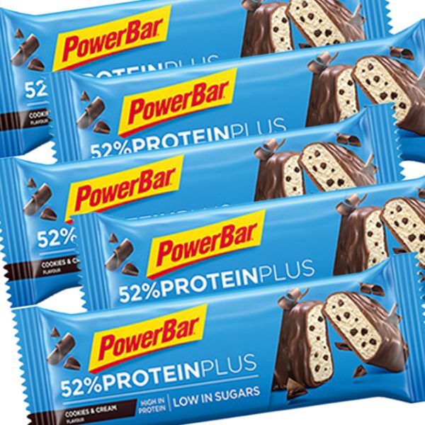 PowerBar パワーバー 52%プロテインプラス クッキー＆クリーム5本 【プロテインバー まとめ買い登山 マラソン ランニング トレイルランニング トライアスロン 行動食 補給食 エネルギーバー】