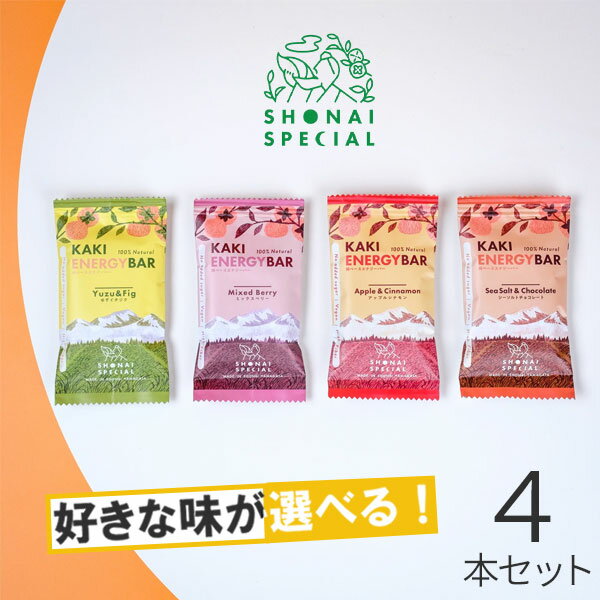 Shonai Special(ショウナイスペシャル) KAKI ENERGY BAR(柿ベースエナジーバー) 選べる4味4本【登山 マラソン ランニング トレイルランニング トライアスロン 行動食 補給食 グルテンフリー ビーガン エナジーバー】