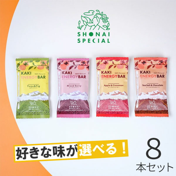 Shonai Special(ショウナイスペシャル) KAKI ENERGY BAR(柿ベースエナジーバー) 選べる4味8本【登山 マラソン ランニング トレイルランニング トライアスロン 行動食 補給食 グルテンフリー ビーガン エナジーバー】