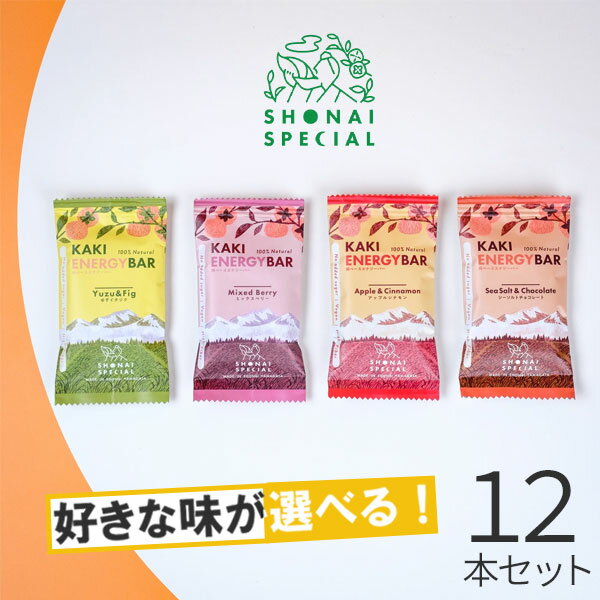 Shonai Special(ショウナイスペシャル) KAKI ENERGY BAR(柿ベースエナジーバー) 選べる4味12本【登山 マラソン ランニング トレイルランニング トライアスロン 行動食 補給食 グルテンフリー ビーガン エナジーバー】