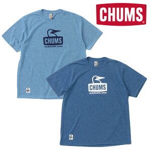 CHUMS(チャムス) Booby Face T-Shirt DRY Indigo ブービーフェイスTシャツドライインディゴ メンズ レディース 半袖Tシャツ【半袖 無地 白 ブランド アウトドア キャンプ フェス おしゃれ かわいい 人気 夏服 お揃い ペアルック 服 コットン シンプル ロゴT】