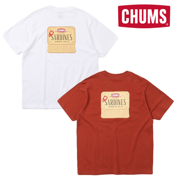 楽天外遊びの専門店CamCom（カムカム）CHUMS チャムス CHUMS Sardines T-Shirt チャムスサーディーンズTシャツ メンズ・レディース お返し おしゃれ Tシャツ 半袖Tシャツ 半袖 トップス カットソー プルオーバー 無地 白 ブランド アウトドア キャンプ フェス おしゃれ かわいい 人気 夏服 お揃い ペアルック