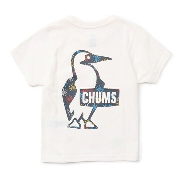 CHUMS チャムス Kid's Booby Logo Hanabi T-Shirt キッズブービーロゴハナビTシャツ コットン ヘビーウェイト ブランド シンプル かわいい ロゴT キャンプ アウトドア トップス ウェア かわいい 親子 お揃い