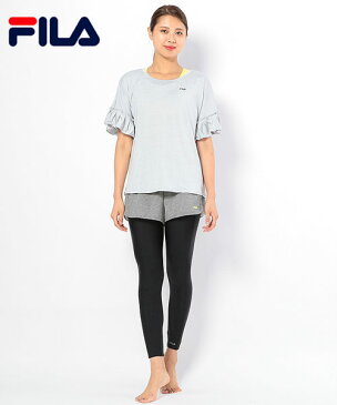 FILA フィラ レディース フィットネス水着/無地水陸両用4点セット(Tシャツ+キャミソール+ショートパンツ+レギンス) 348231 フィットネス 水着 水陸両用 タンキニ タンクトップ ビキニ スイムウェア 水泳 スイミング セパレート 体型カバー 大きいサイズ 二の腕