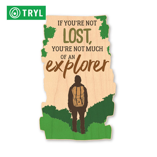 TRYL WOOD STICKER(ウッドステッカー) Explorer 木材を使用した自然素材のステッカー 【トレイルランニ..