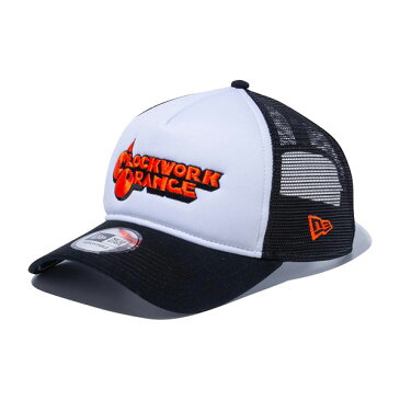New Era(ニューエラ) 9FORTY A-Frame トラッカー A CLOCKWORK ORANGE 時計じかけのオレンジ ロゴ ホワイト ブラックメッシュ メンズ・レディース メッシュキャップ 【トレイルランニング 帽子 ジョギング アウトドア 登山 ウォーキング ハイキング ファッション カジュアル