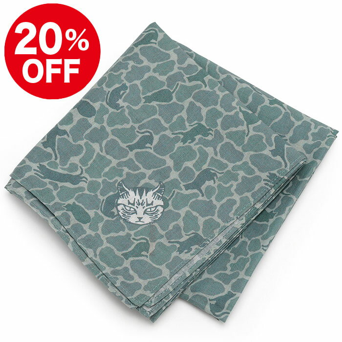 ハンカチ 猫 ネコ柄 バンダナ 大判 黒猫 カモフラージュ 迷彩 アーミー スカーフ メンズ 男性 父の日 ..