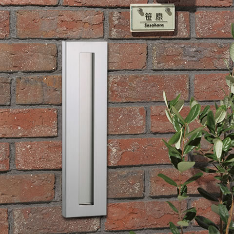 【郵便受け】【ポスト 埋込】【口金ポスト】 埋め込みタイプの郵便ポストLeeda 「リーダ サスレザー 後ろ出し ステンレスシルバー」 ダイヤル錠付き 前入れ後ろ出し 縦型【送料無料】