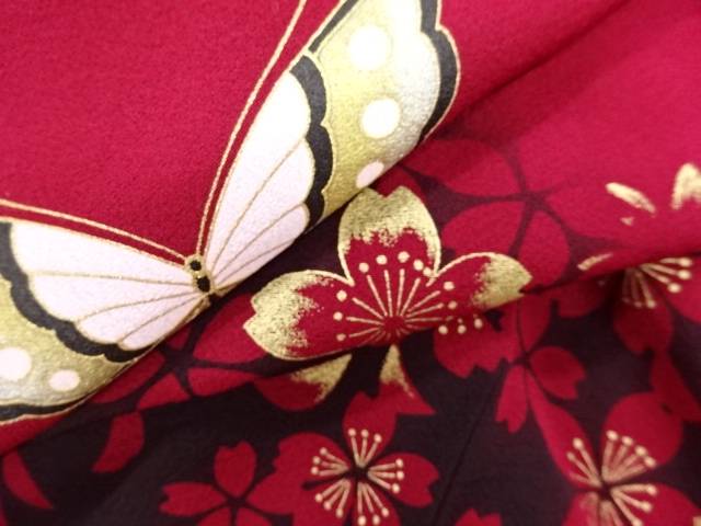 金彩桜に蝶模様振袖【リサイクル】【中古】【着】 宗sou