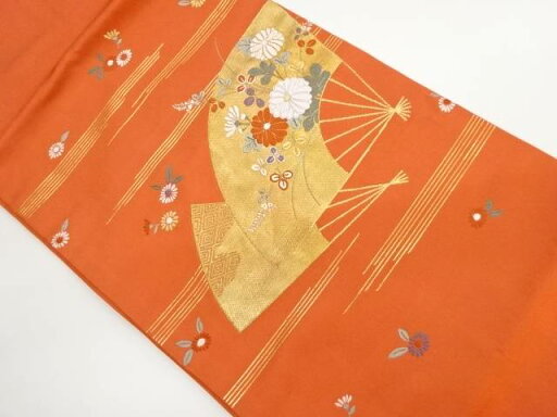扇に秋草模様織出し名古屋帯【リサイクル】【中古】【着】 宗sou(prc) 扇に秋草模様織出し名古屋帯【リサイクル】【中古】【着】 宗sou(prc)