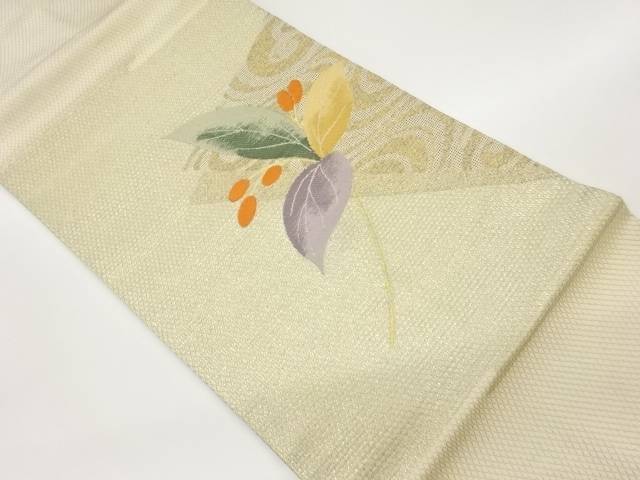 変わり織葉に実・流水模様織出し名古屋帯【リサイクル】【中古】【着】 宗sou(prc)