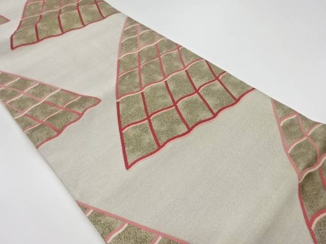 抽象瓦模様織出し袋帯【リサイクル】【中古】【着】 宗sou(prc)【spoff】