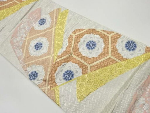 菱に亀甲・華紋・花模様織出し袋帯【リサイクル】【中古】【着】 宗sou(prc) 菱に亀甲・華紋・花模様織出し袋帯【リサイクル】【中古】【着】 宗sou(prc)