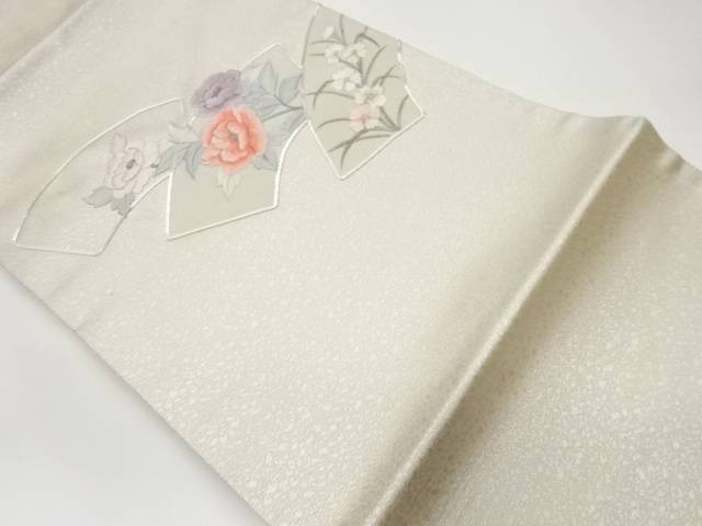 金駒刺繍地紙に花々模様名古屋帯【リサイクル】【中古】【着】 宗sou(prc)