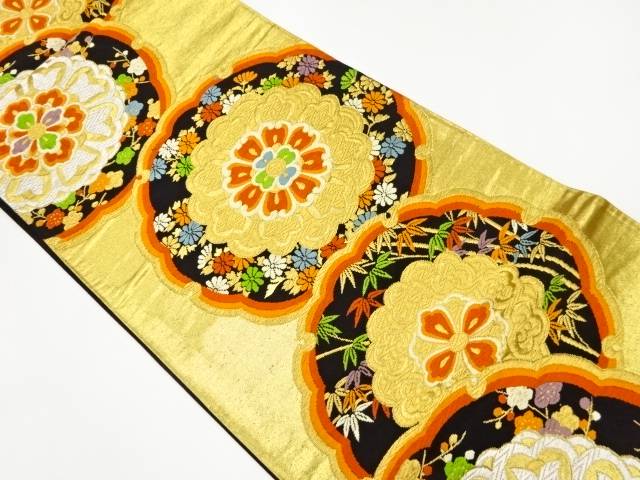 華紋に菊・梅・竹模様織出し袋帯【リサイクル】【中古】【着】 宗sou(prc)