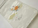 純金箔二重織花々に扇・松葉・古典柄模様刺繍名古屋帯【リサイクル】【中古】【着】 宗sou RQP2207(prc)【spoff】