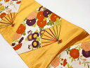 扇に枝垂れ桜・菊模様織出し袋帯【リサイクル】【中古】【着】 宗sou RQP2207(prc)【spoff】