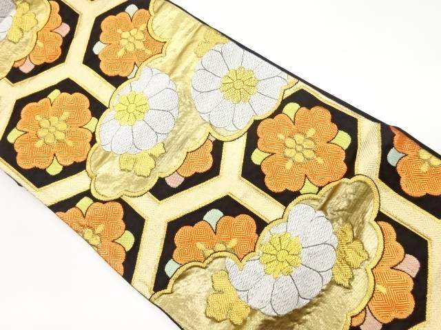 亀甲・花菱に雲・模様織出し袋帯【リサイクル】【中古】【着】 宗sou(prc)(4)