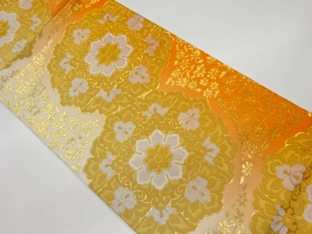華紋に草花模様織出し袋帯【リサイクル】【中古】【着】 宗sou(prc)