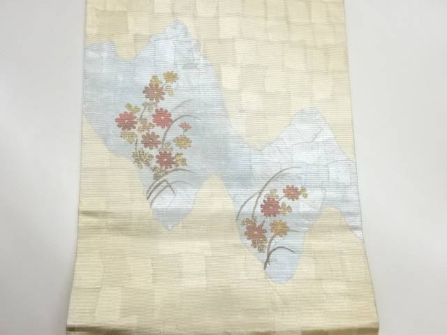 箔置草花模様名古屋帯【リサイクル】【中古】【着】 宗sou(prc)