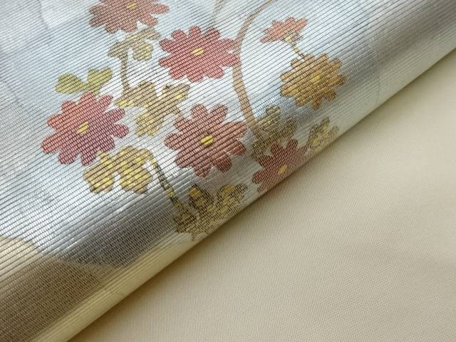 箔置草花模様名古屋帯【リサイクル】【中古】【着】 宗sou(prc)