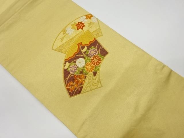 地紙に秋草模様織出し名古屋帯【リサイクル】【中古】【着】 宗sou(prc)