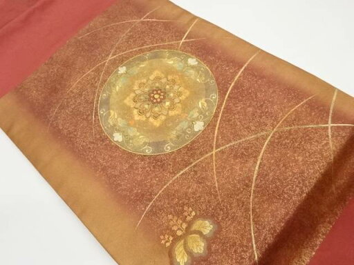 金彩丸文に華文・花・桐模様刺繍名古屋帯【リサイクル】【中古】【着】 宗sou(prc) 金彩丸文に華文・花・桐模様刺繍名古屋帯【リサイクル】【中古】【着】 宗sou(prc)