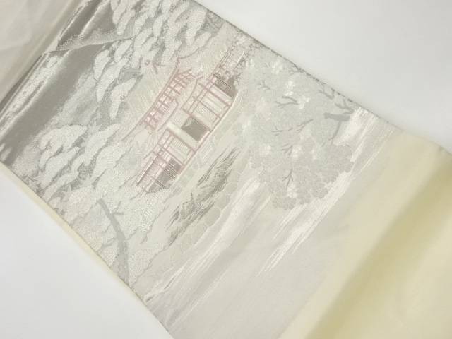 山並みに寺院風景模様織出し名古屋帯【リサイクル】【中古】【着】 宗sou(prc)【spoff】