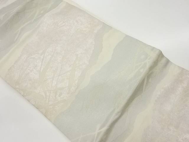 引箔芒に横段・道長取り模様織出し名古屋帯【リサイクル】【中古】【着】 宗sou(prc)【spoff】