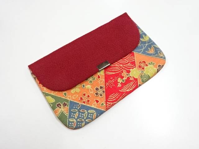 縮緬地切りばめ花蝶模様数珠入れ【リサイクル】【中古】【着】 宗sou(prc)