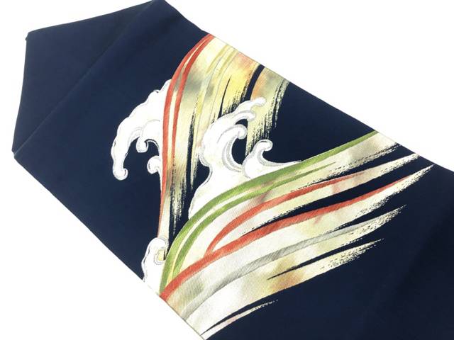 荒波模様織出し名古屋帯【リサイクル】【中古】【着】 宗sou(prc)