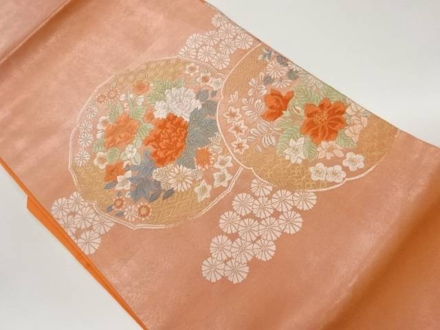 引箔草花模様織出し名古屋帯【リサイクル】【中古】【着】 宗sou(prc)