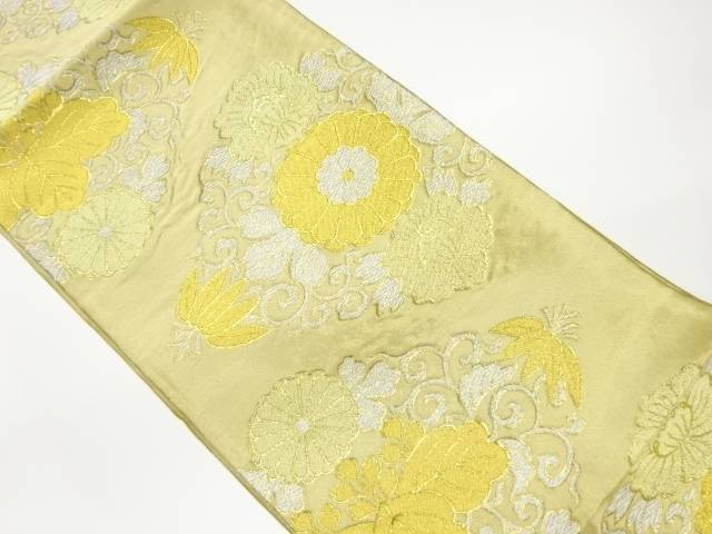 菱に菊桐唐草模様織出し袋帯【リサイクル】【中古】【着】 宗sou(prc)