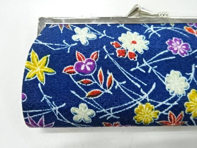 枝葉に草花模様がま口小銭入れ【リサイクル】【中古】【着】 宗sou【Pnt】