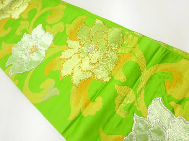 花唐草模様織出し袋帯(着用可)【アンティーク】【中古】【着】 宗sou