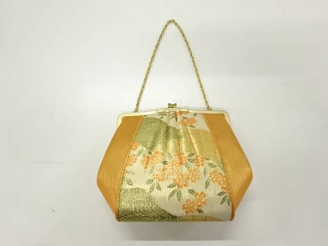 草花に波模様織出し和装バッグ【リサイクル】【中古】【着】 宗sou