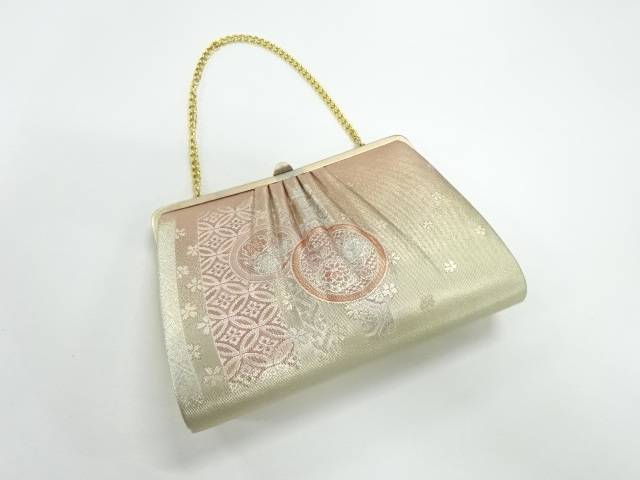 丸文に花模様織出し和装バッグ【リサイクル】【中古】【着】 宗sou