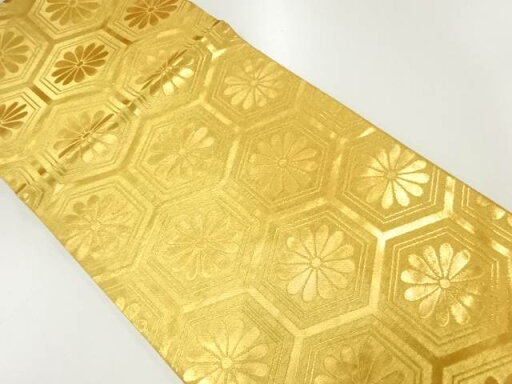 亀甲に菊模様織出し踊り帯(着用可)【アンティーク】【中古】【着】 宗sou 亀甲に菊模様織出し踊り帯(着用可)【アンティーク】【中古】【着】 宗sou