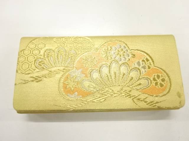 松に菊・古典柄模様織出し和装バッグ【アンティーク】【中古】【着】 宗sou