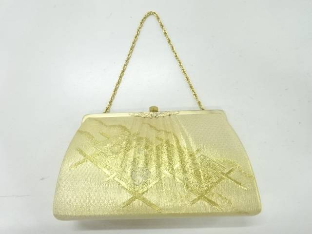 色紙に草花模様織出し和装バッグ【アンティーク】【中古】【着】 宗sou【spoff】