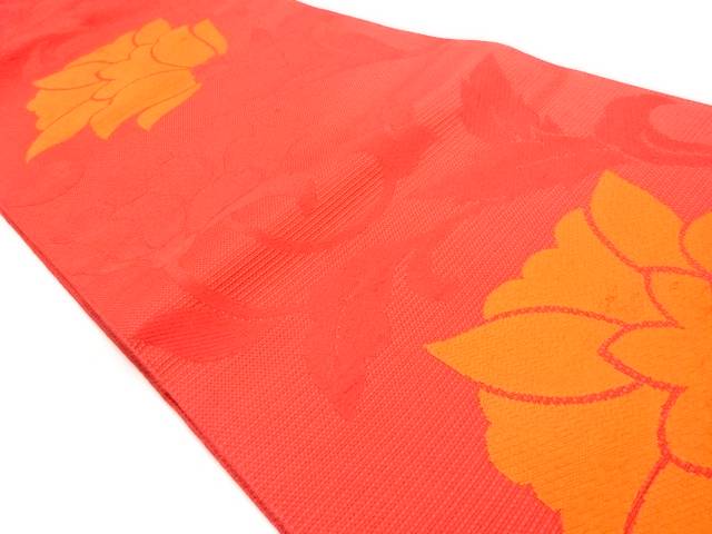 唐花模様織り出し名古屋帯【リサイクル】【中古】【着】 宗sou