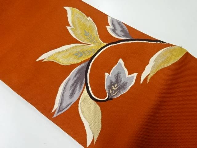 唐草模様織出し名古屋帯(着用可)【アンティーク】【中古】【着】 宗sou