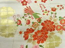 地紙に花鳥模様織出し名古屋帯【アンティーク】【中古】【着】 宗sou【Pnt】