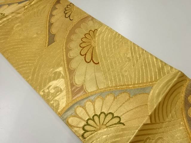 荒波に花模様織出し袋帯【リサイクル】【中古】【着】 宗sou