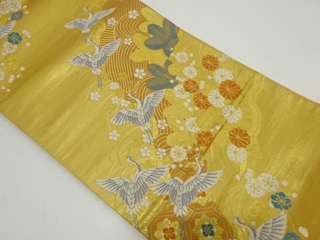 群鶴に松梅模様織出し袋帯【リサイクル】【中古】【着】 宗sou